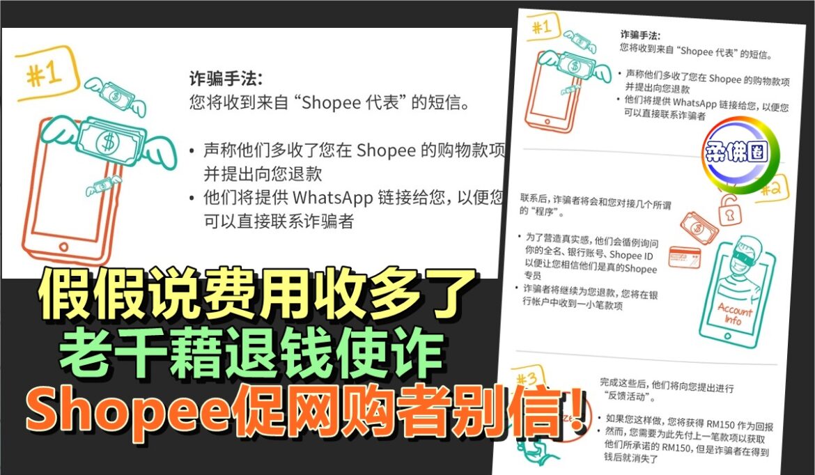 假假说费用收多了   老千藉退钱使诈   Shopee促网购者别信！