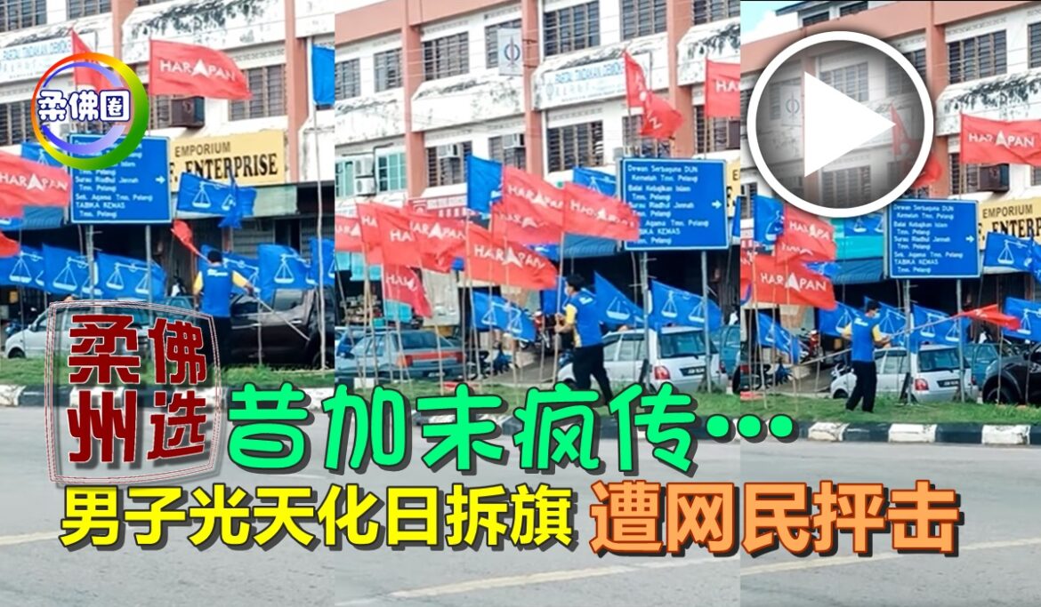 昔加末疯传…男子光天化日拆旗   遭网民抨击