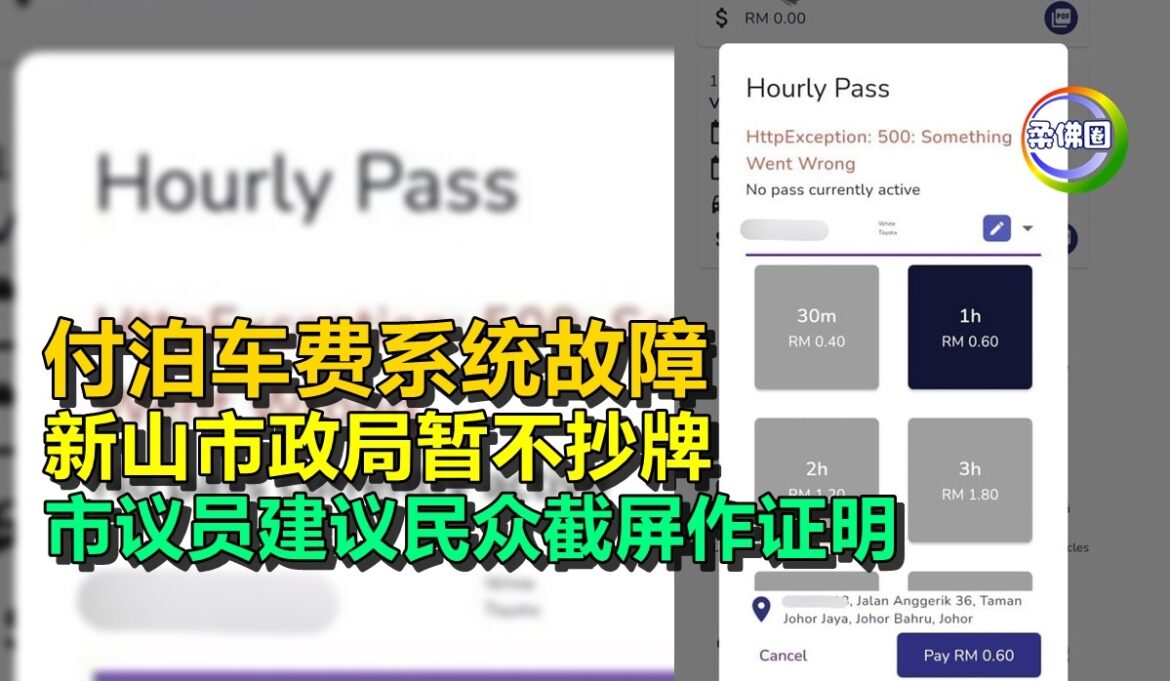 付泊车费系统故障  新山市政局暂不抄牌  市议员建议民众截屏作证明