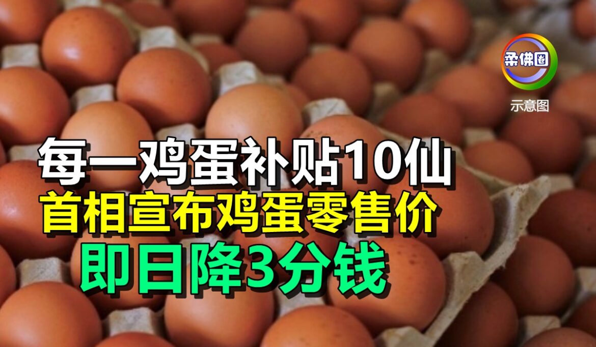 每一鸡蛋补贴10仙  首相宣布鸡蛋零售价  即日降3分钱