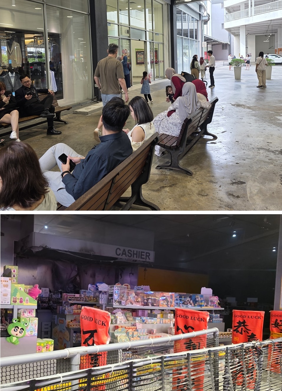 盲盒店着火，民众被紧急疏散。（图：邹裕豪FB）