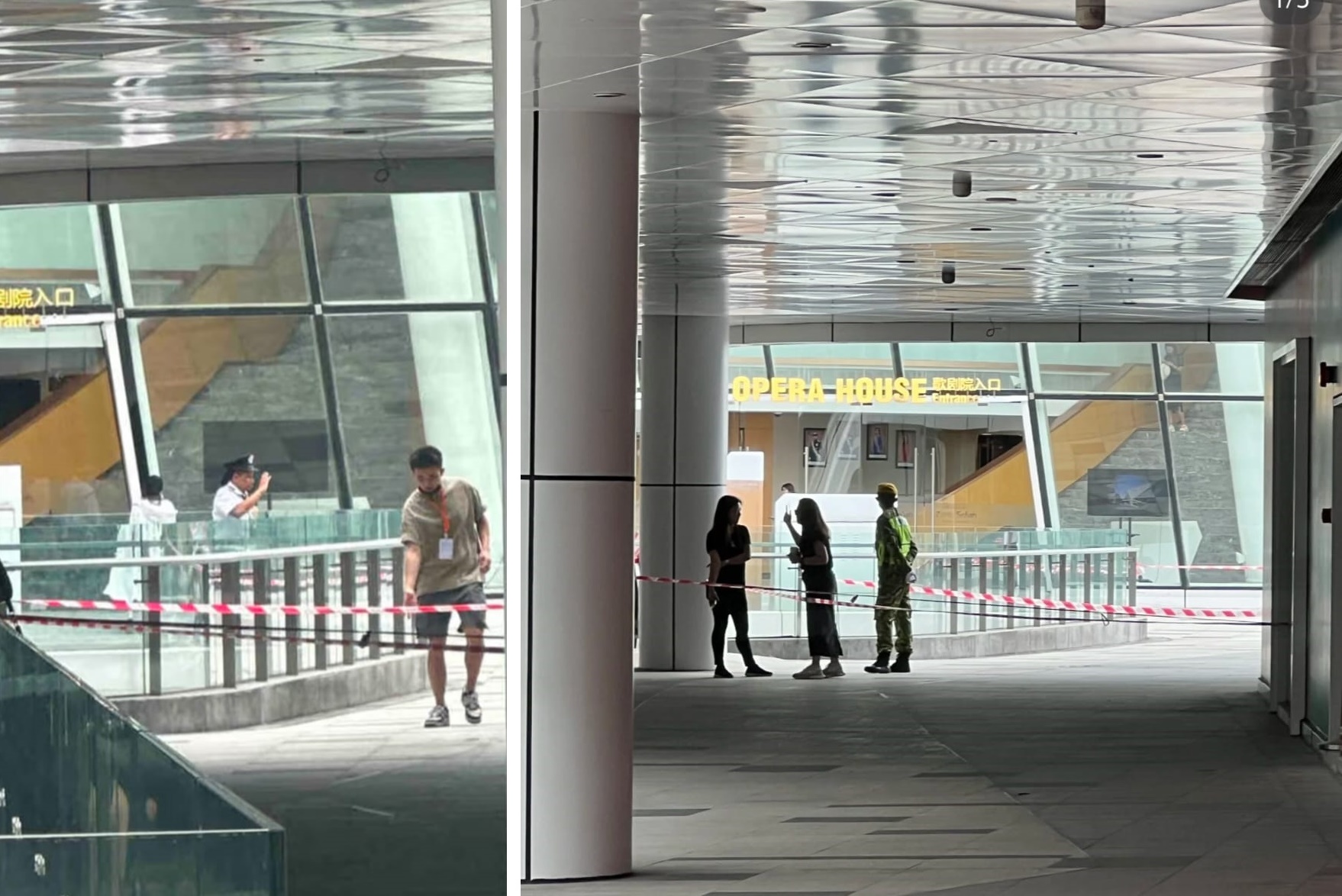 ■下午时分，进入富力广场剧院处已拉上警戒线，禁止进入到舞台周围处。