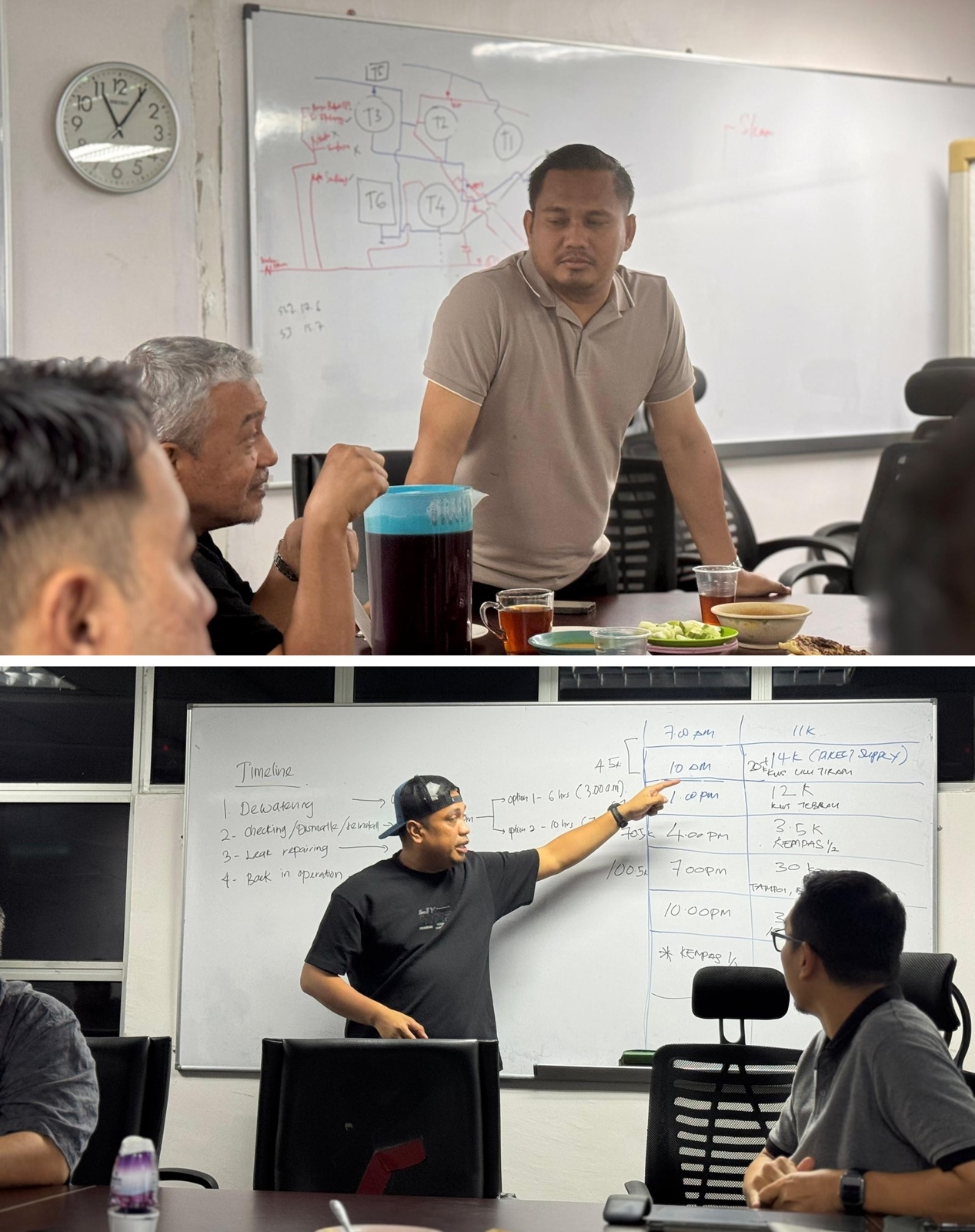 ■莫哈末法兹里深夜仍在了解柔佛河水滤水站供水和修复情况。