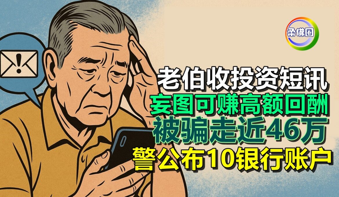 老伯收投资短讯  妄图可赚高额回酬  被骗走近46万  警公布10银行账户