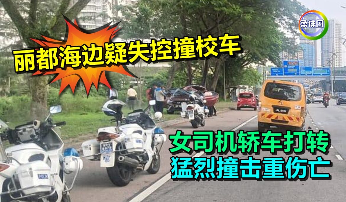 丽都海边疑失控撞校车  女司机轿车打转   猛烈撞击重伤亡