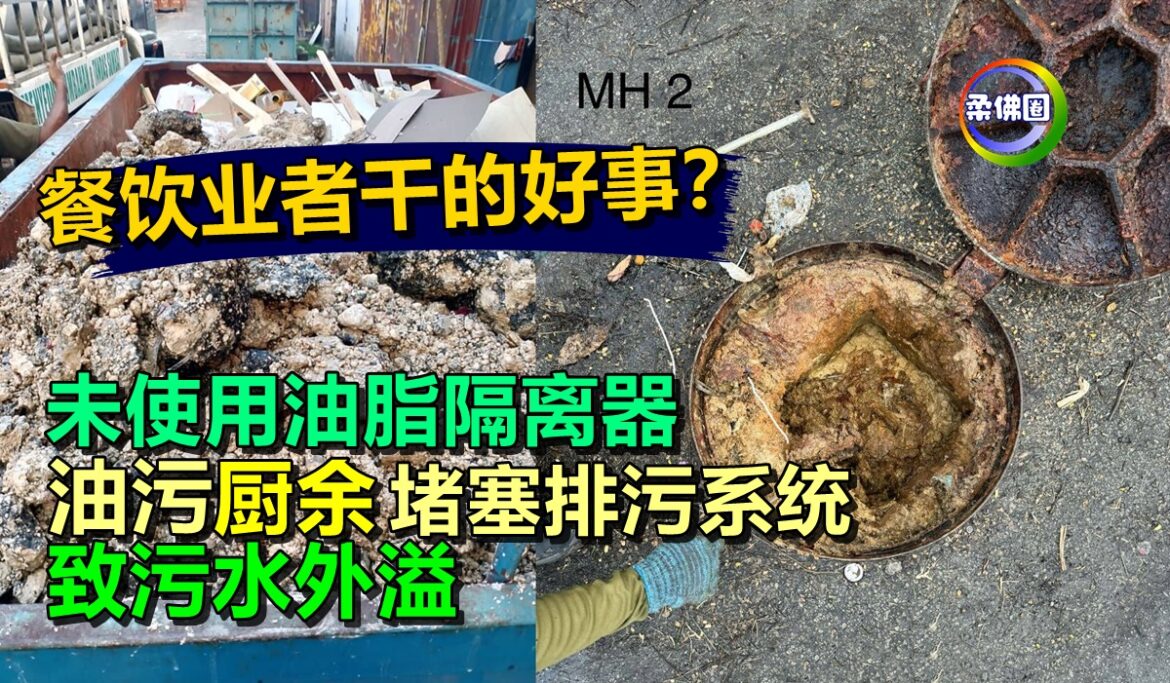 餐饮业者干的好事？未使用油脂隔离器  油污厨余堵塞排污系统  致污水外溢