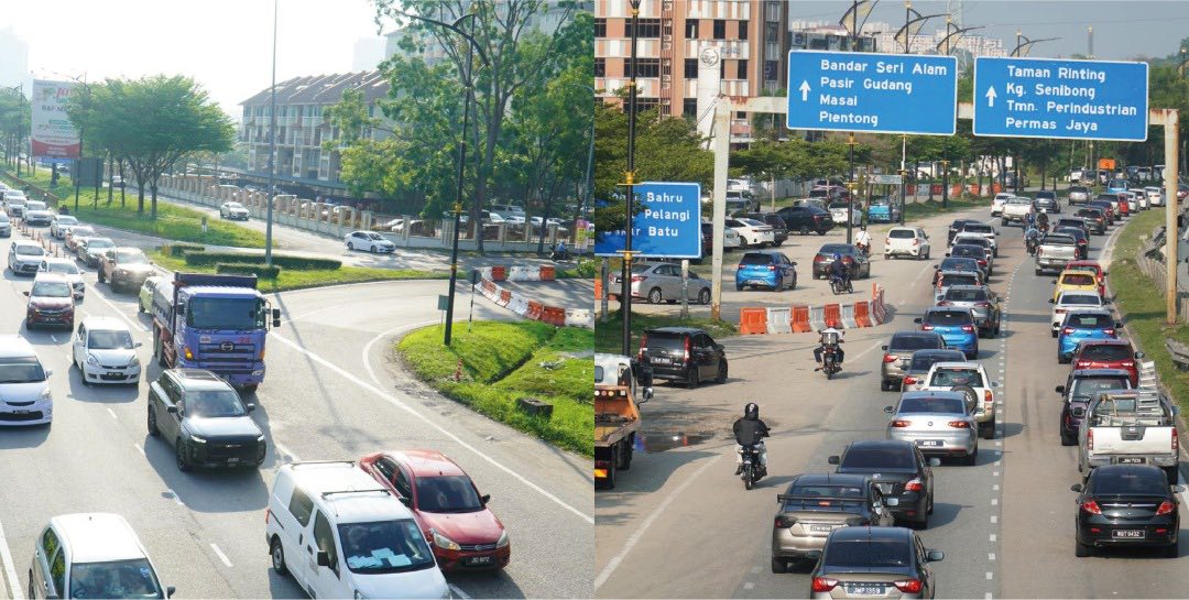 只允许驶入Bayu Puteri 1路（Petronas），至于驶出路口封锁。