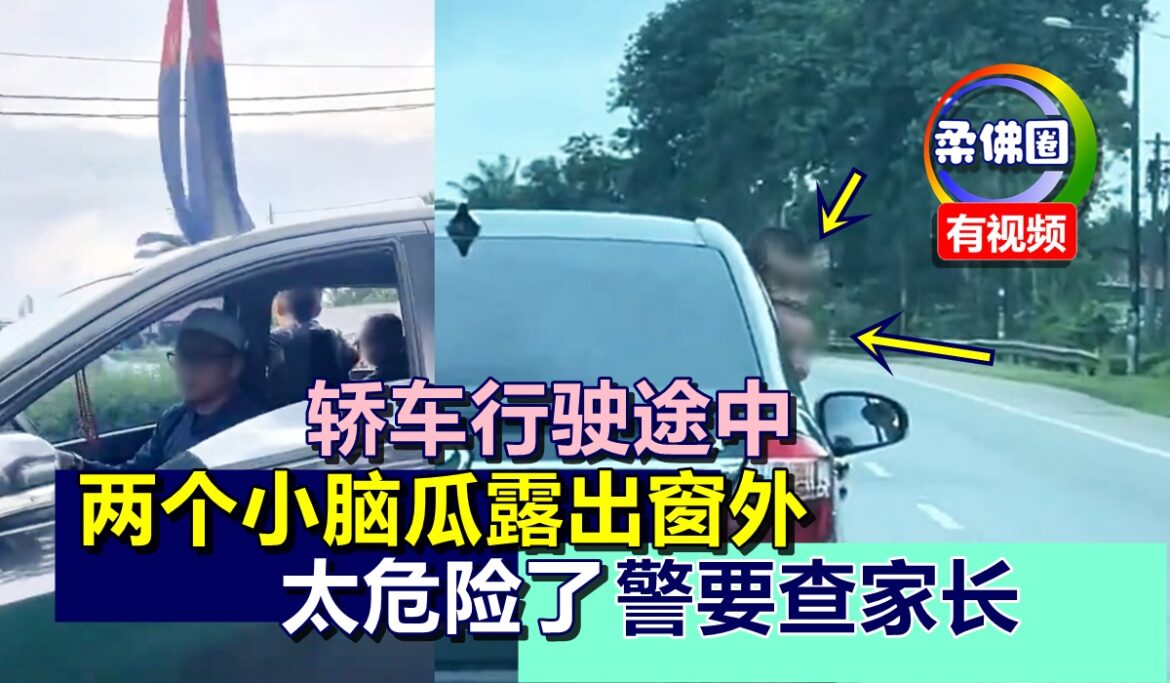轿车行驶途中  两个小脑瓜露出窗外  太危险了  警要调查家长