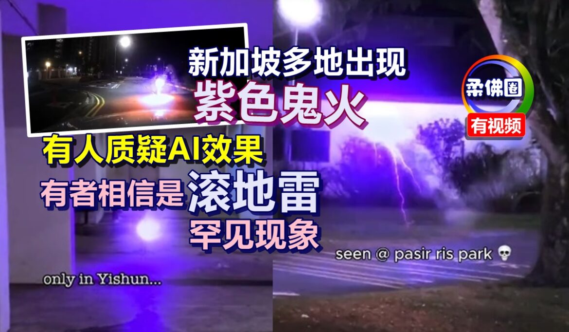 新加坡多地出现“紫色鬼火”  有人质疑AI效果  有者相信是“滚地雷”罕见现象