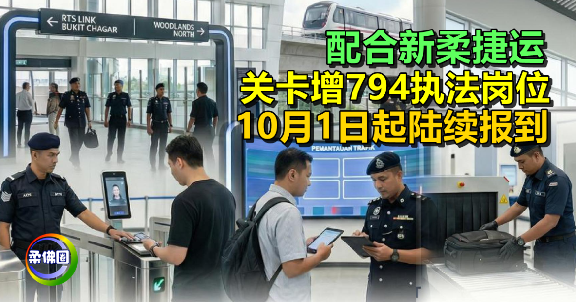 配合新柔捷运   关卡增794执法岗位 10月1日起陆续报到