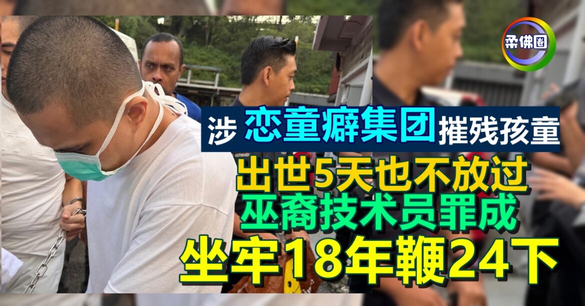 涉“恋童癖集团”摧残孩童  出世5天也不放过  巫裔技术员罪成  坐牢18年鞭24下