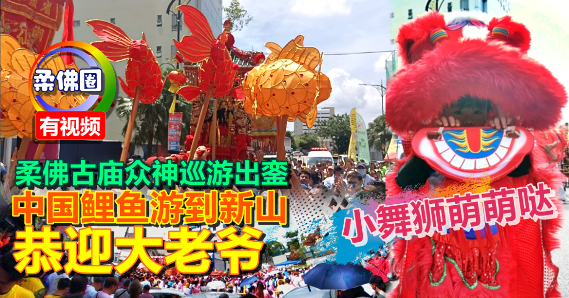 柔佛古庙众神巡游出銮  小舞狮萌萌哒  中国鲤鱼游到新山恭迎大老爷！