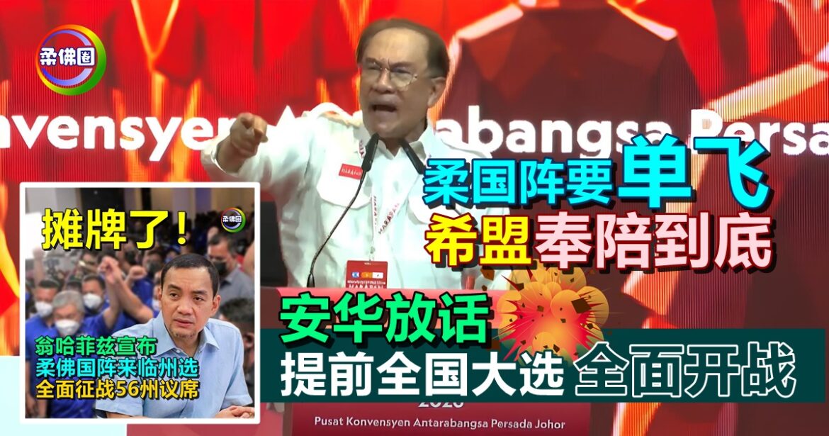 柔国阵要“单飞”   希盟奉陪到底  安华放话提前全国大选   全面开战