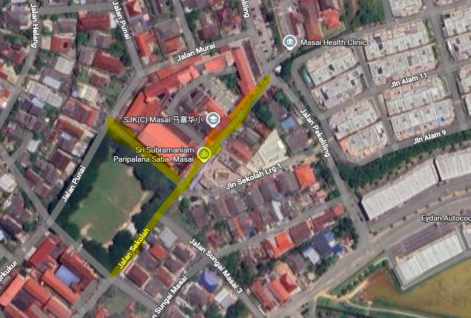 ■位于Jalan Sekolah 以及 Jalan Merbah 的工程涉及路段。