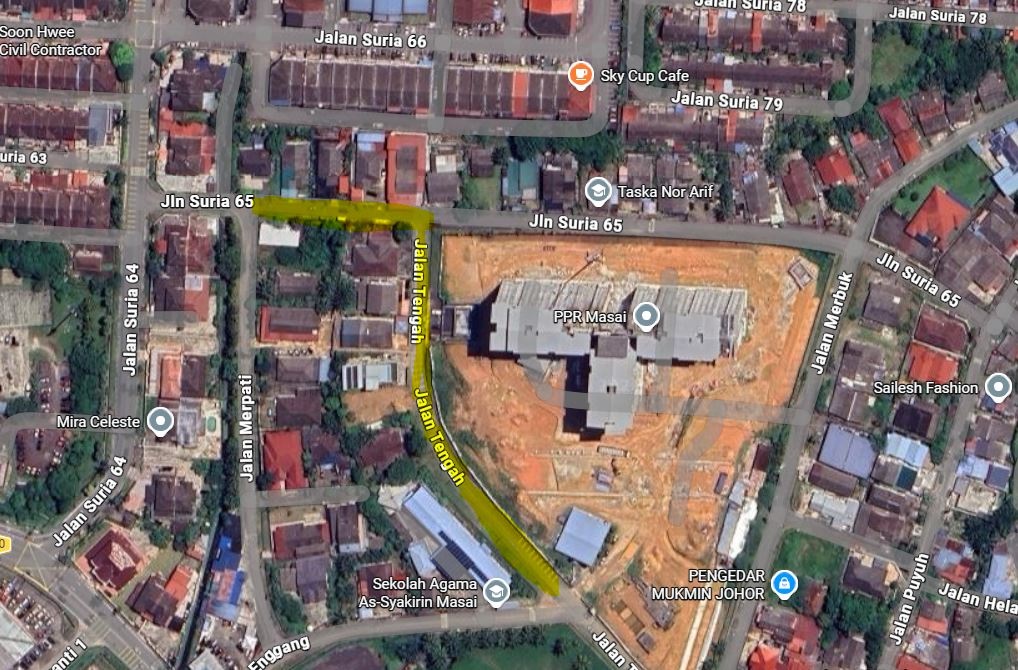 ■位于Jalan Tengah以及 Jalan Merak的工程涉及路段。