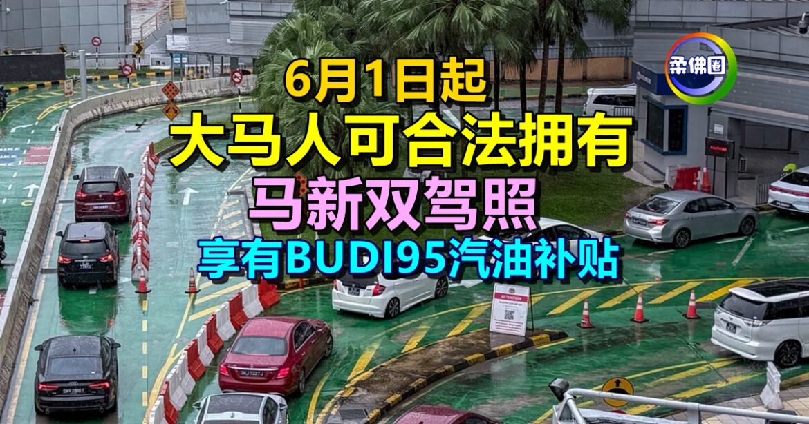 6月1日起  大马人可合法拥有  马新双驾照  享有BUDI95汽油补贴