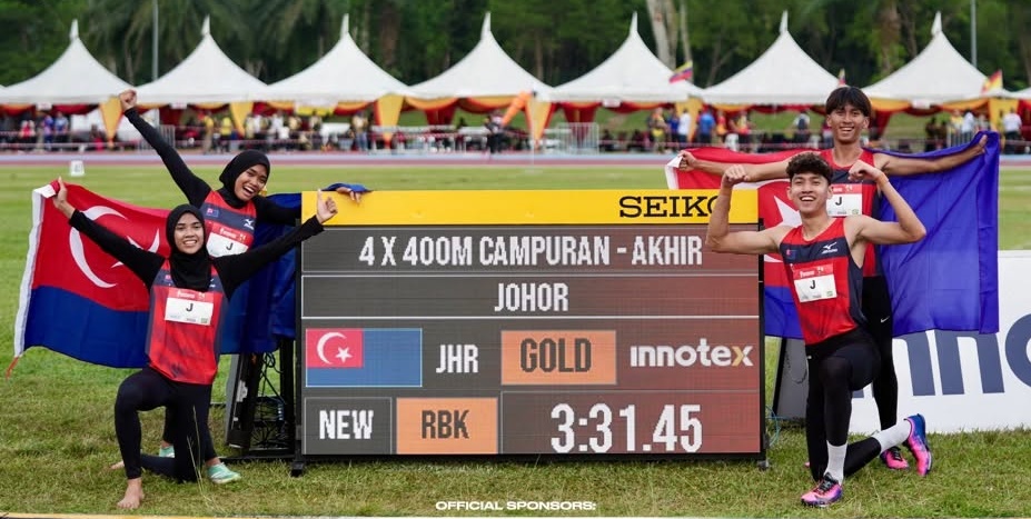 ■混合4x400米接力赛，柔佛队打破自家队伍于上届的创下的纪录。