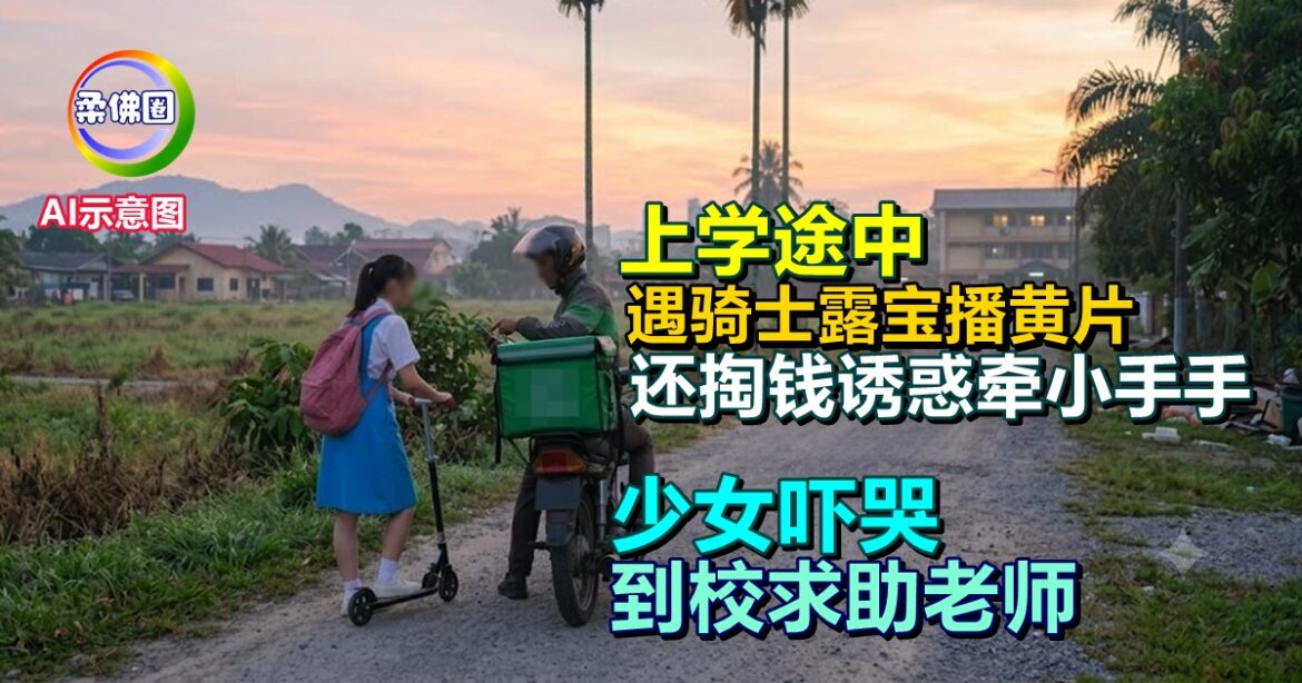 上学途中遇骑士露宝播黄片  还掏钱诱惑牵小手手  少女吓哭  到校求助老师