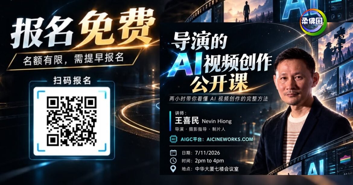 资深导演王喜民主讲  新山中华公会11月7日  免费AI视频创作公开课  开放报名