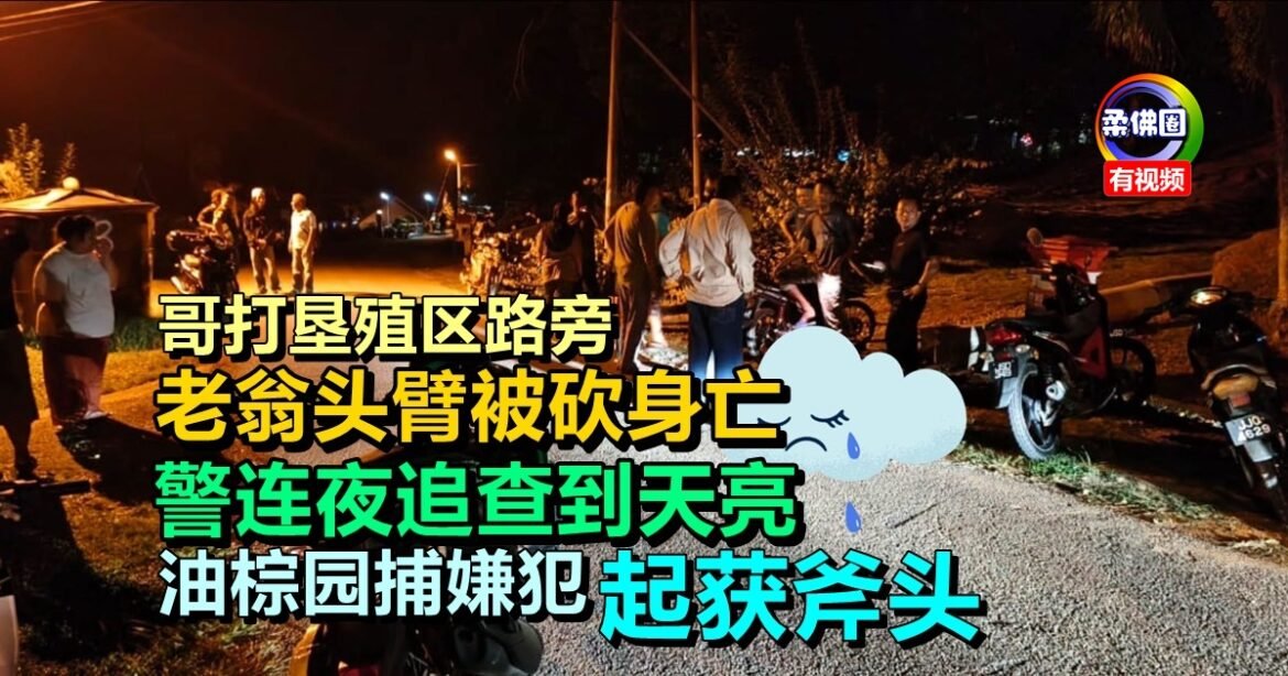 哥打垦殖区路旁  老翁头臂被砍身亡   警连夜追查到天亮  油棕园捕嫌犯起获斧头
